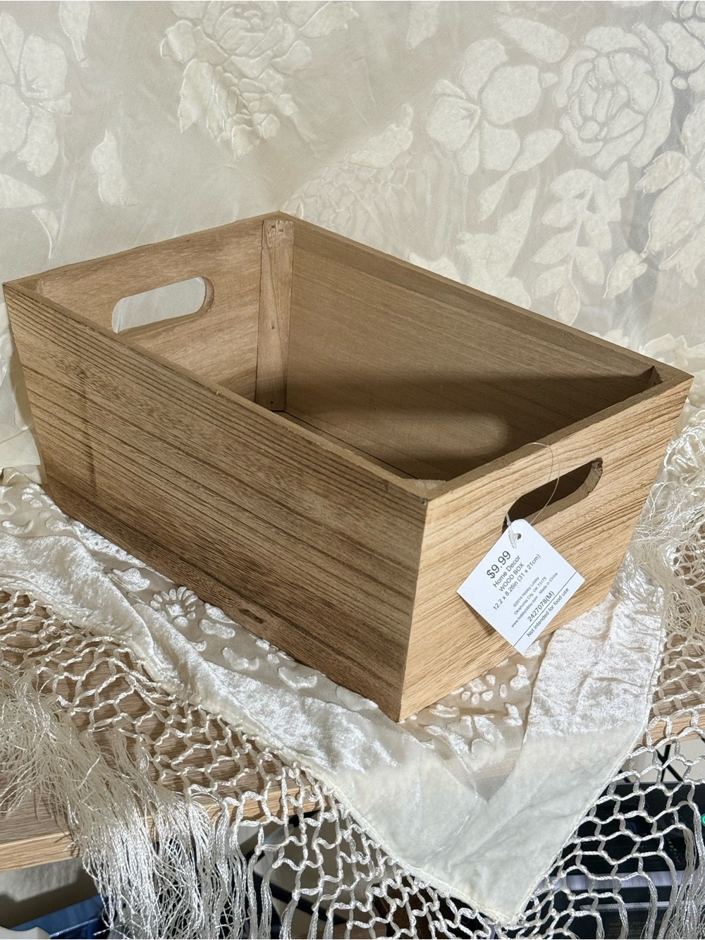 Hobby Lobby Natural Wood Storage Bin - Light Tan